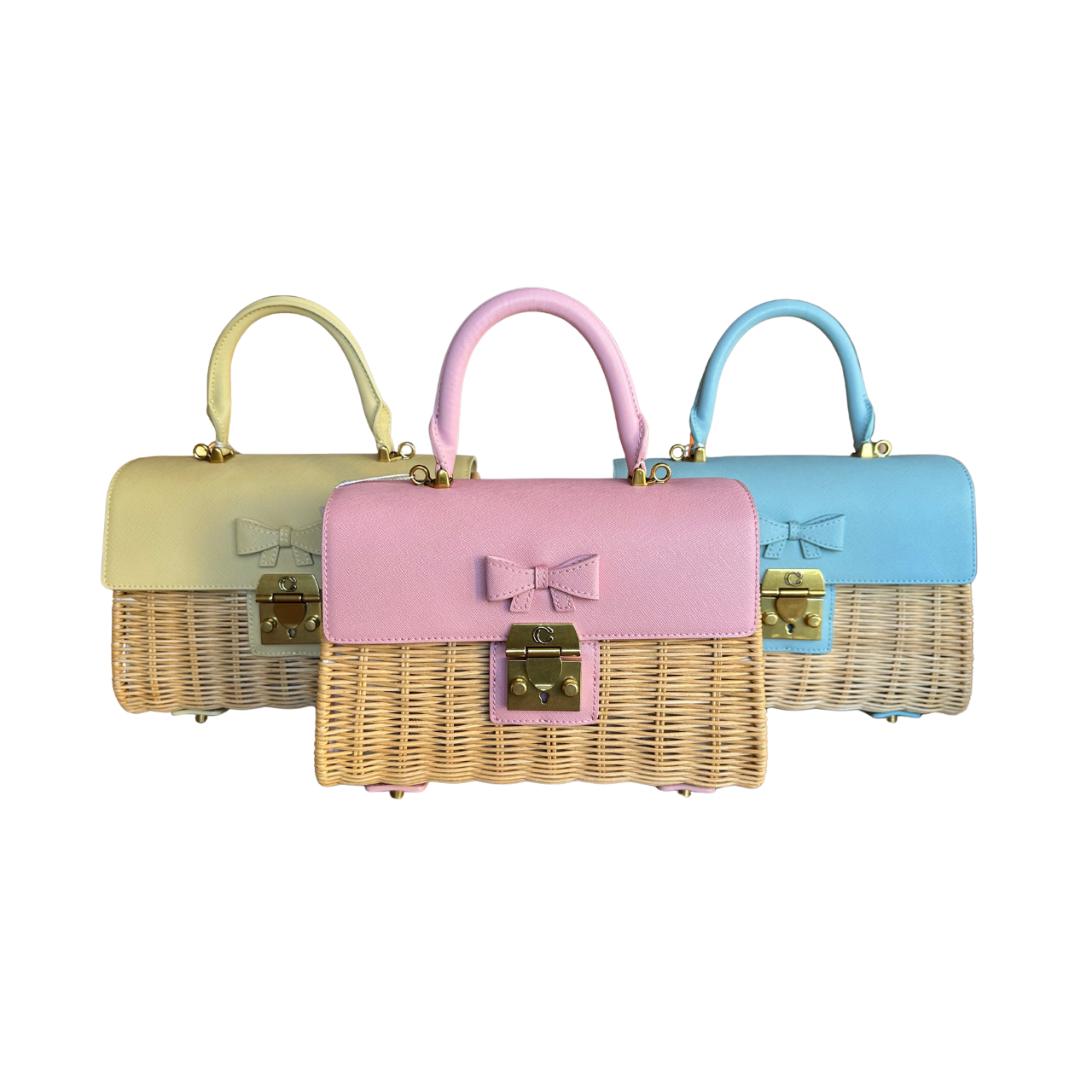 Champagne Chic Wicker Top-Handle Bag