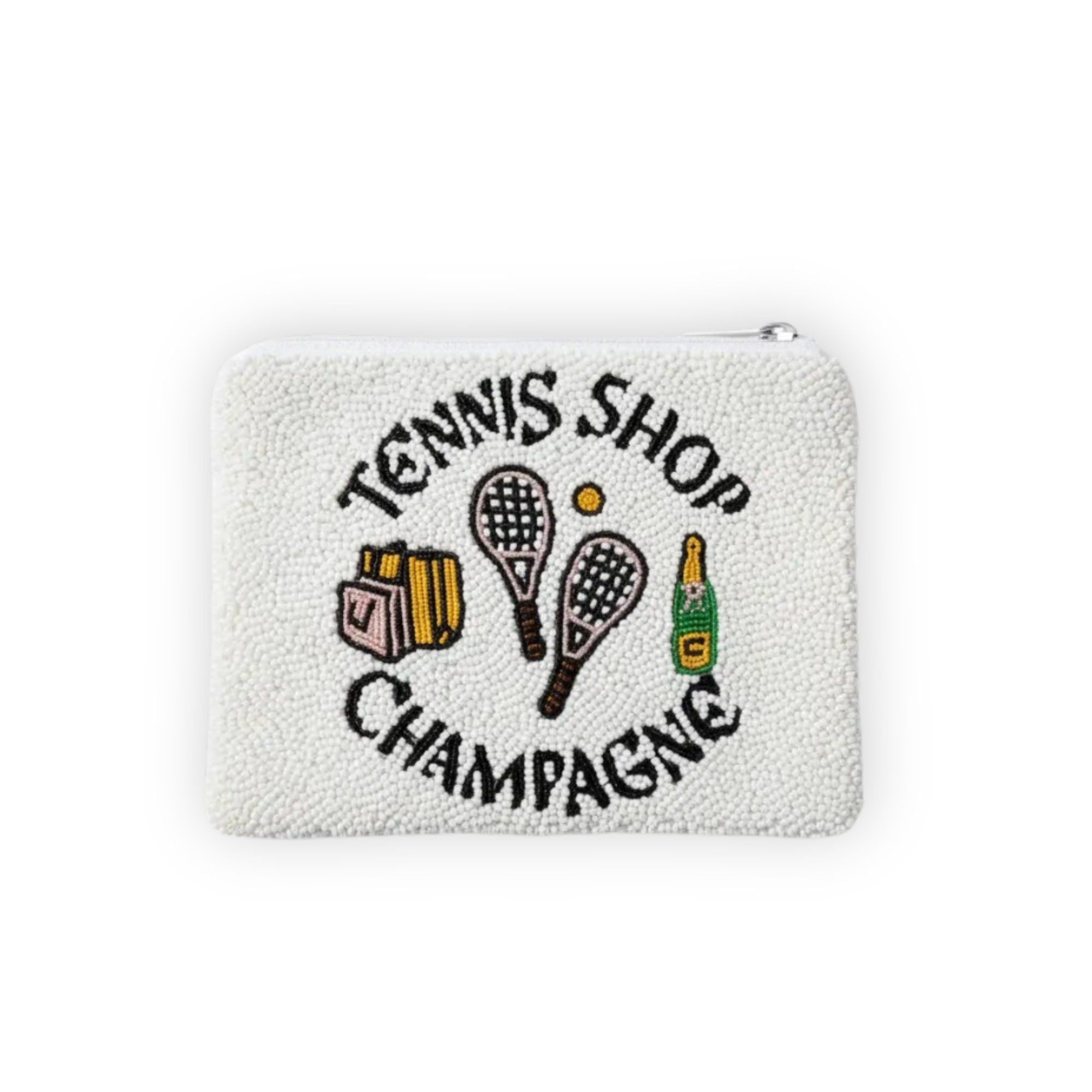 Tennis Shop Champagne Beaded Pouch