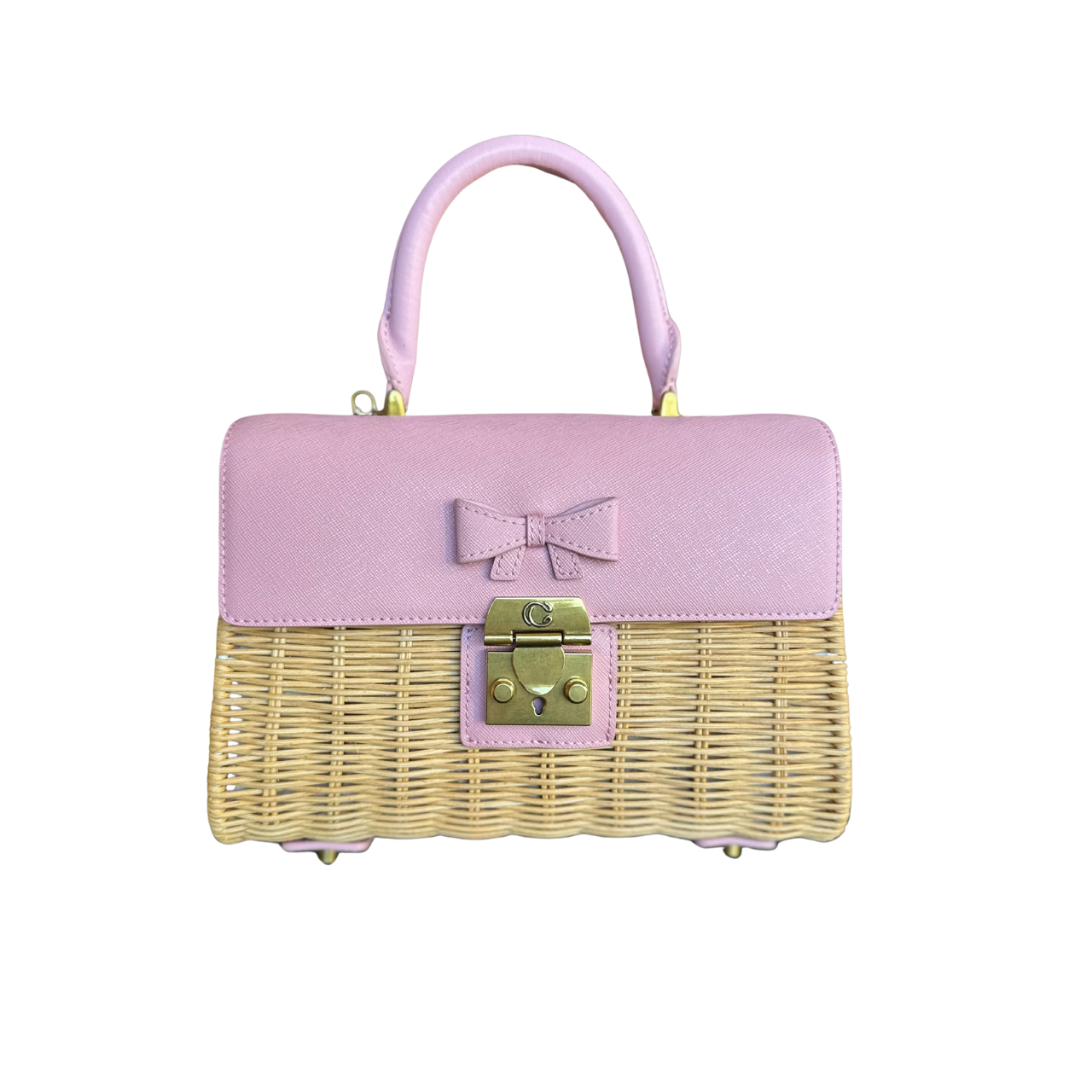 Champagne Chic Wicker Top-Handle Bag