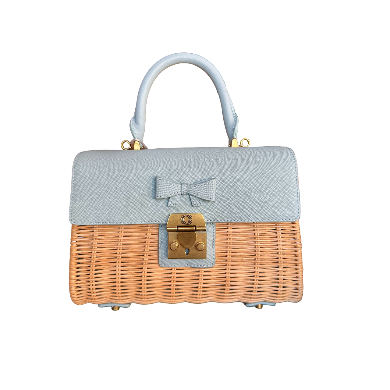 Champagne Chic Wicker Top-Handle Bag