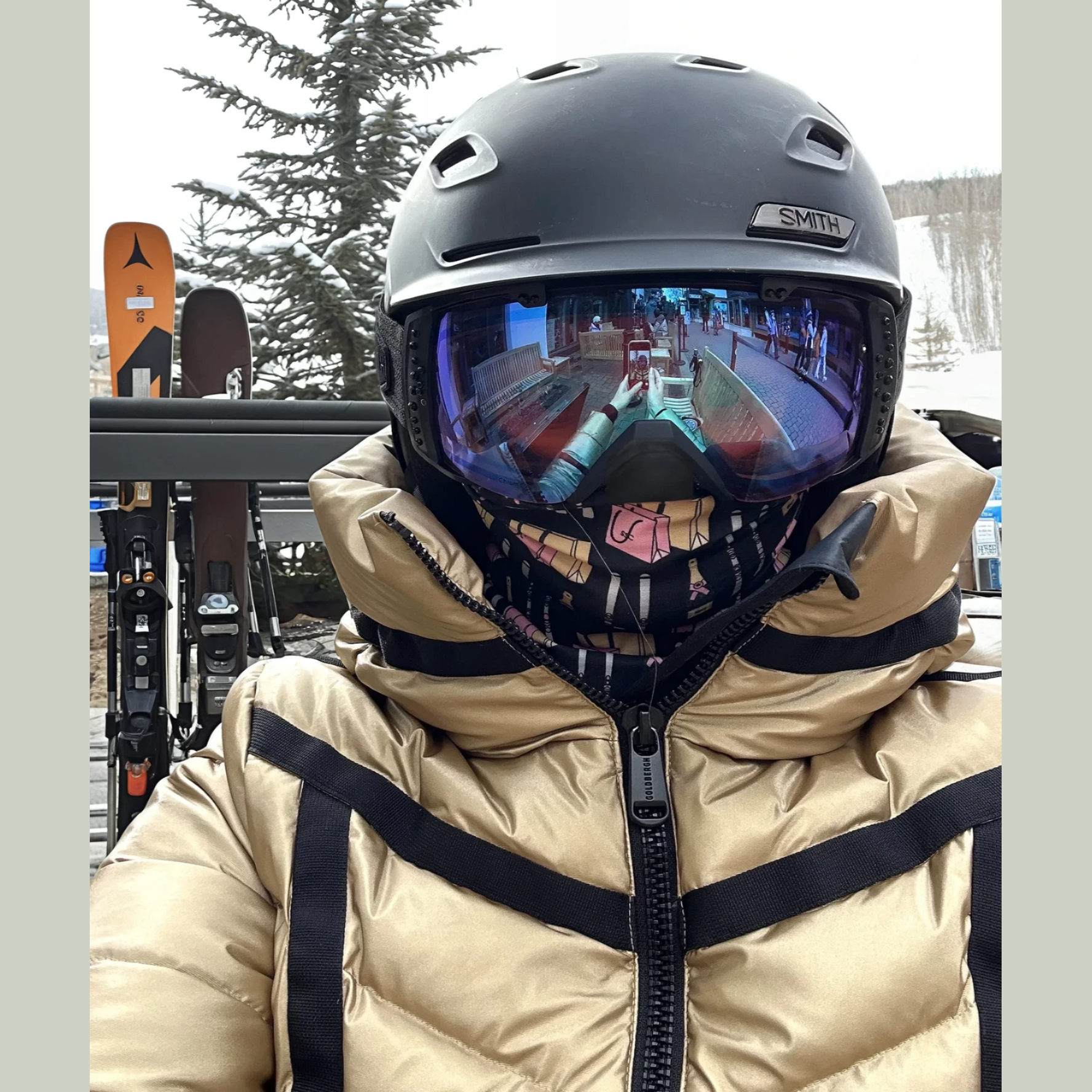 Black & White Ski Shop Champagne Luxury Neck Gaiter