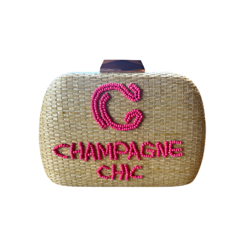 Hand Beaded Champagne Chic Straw Bag