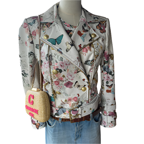 Hand Beaded Champagne Chic Straw Bag