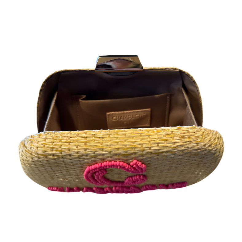 Hand Beaded Champagne Chic Straw Bag