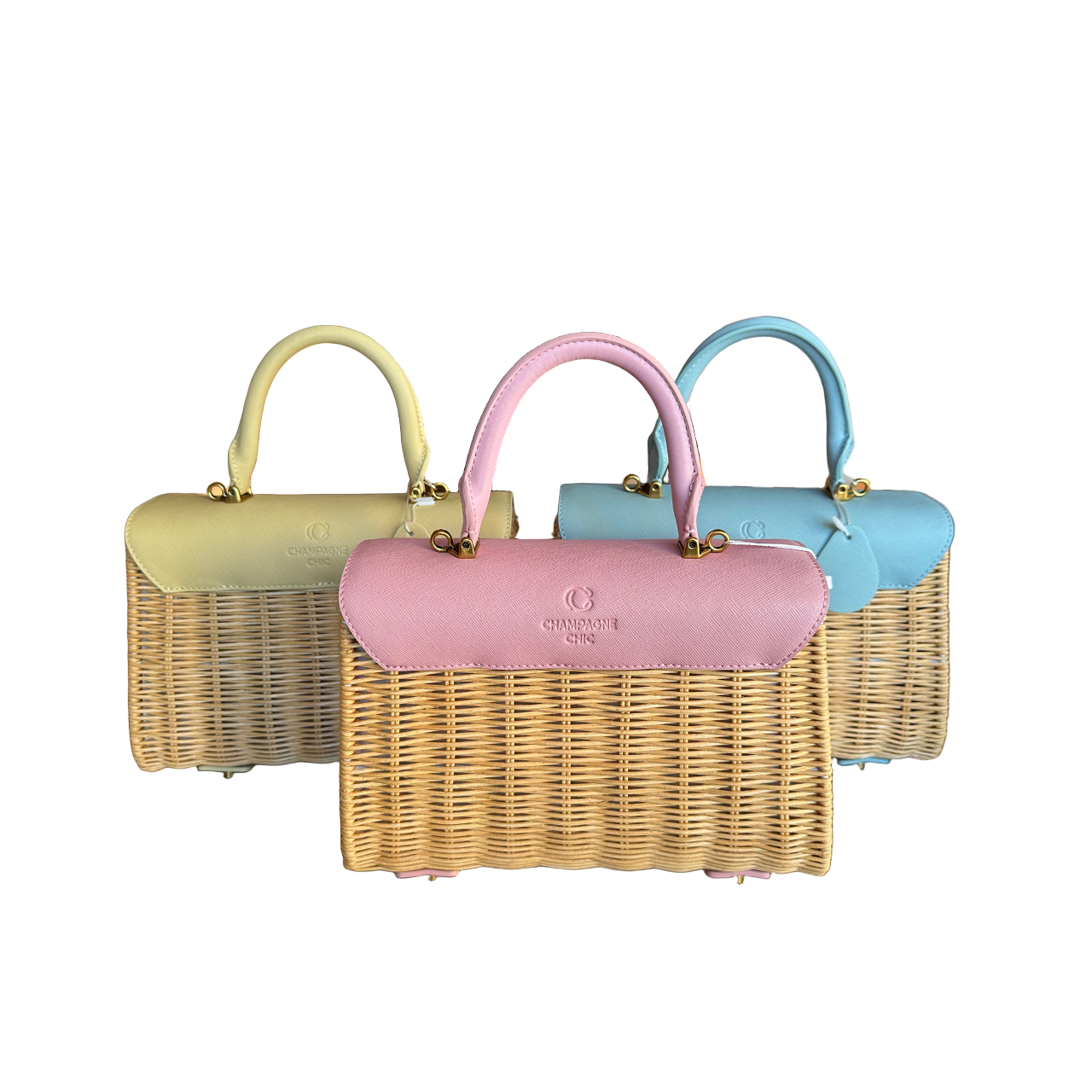Champagne Chic Wicker Top-Handle Bag