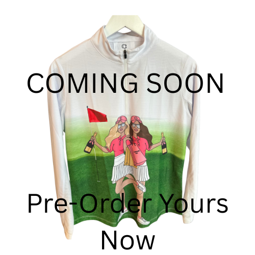 Two Girl Golf Shirt Long Sleeve - White/Multi
