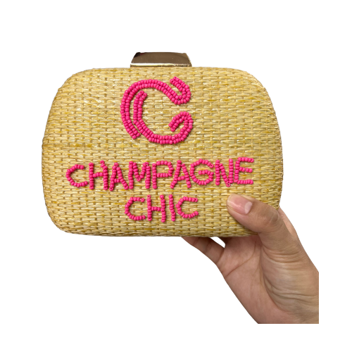 Handmade Champagne Chic Straw Beaded Bag - expected to ship 5-15-25