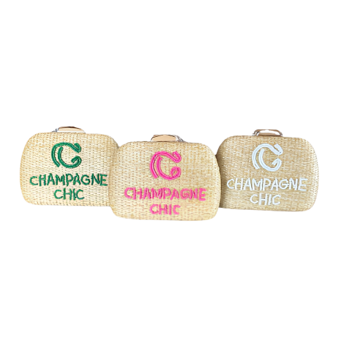 Hand Beaded Champagne Chic Straw Bag