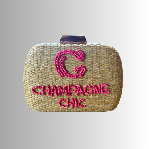 Handmade Champagne Chic Straw Beaded Bag - expected to ship 5-15-25