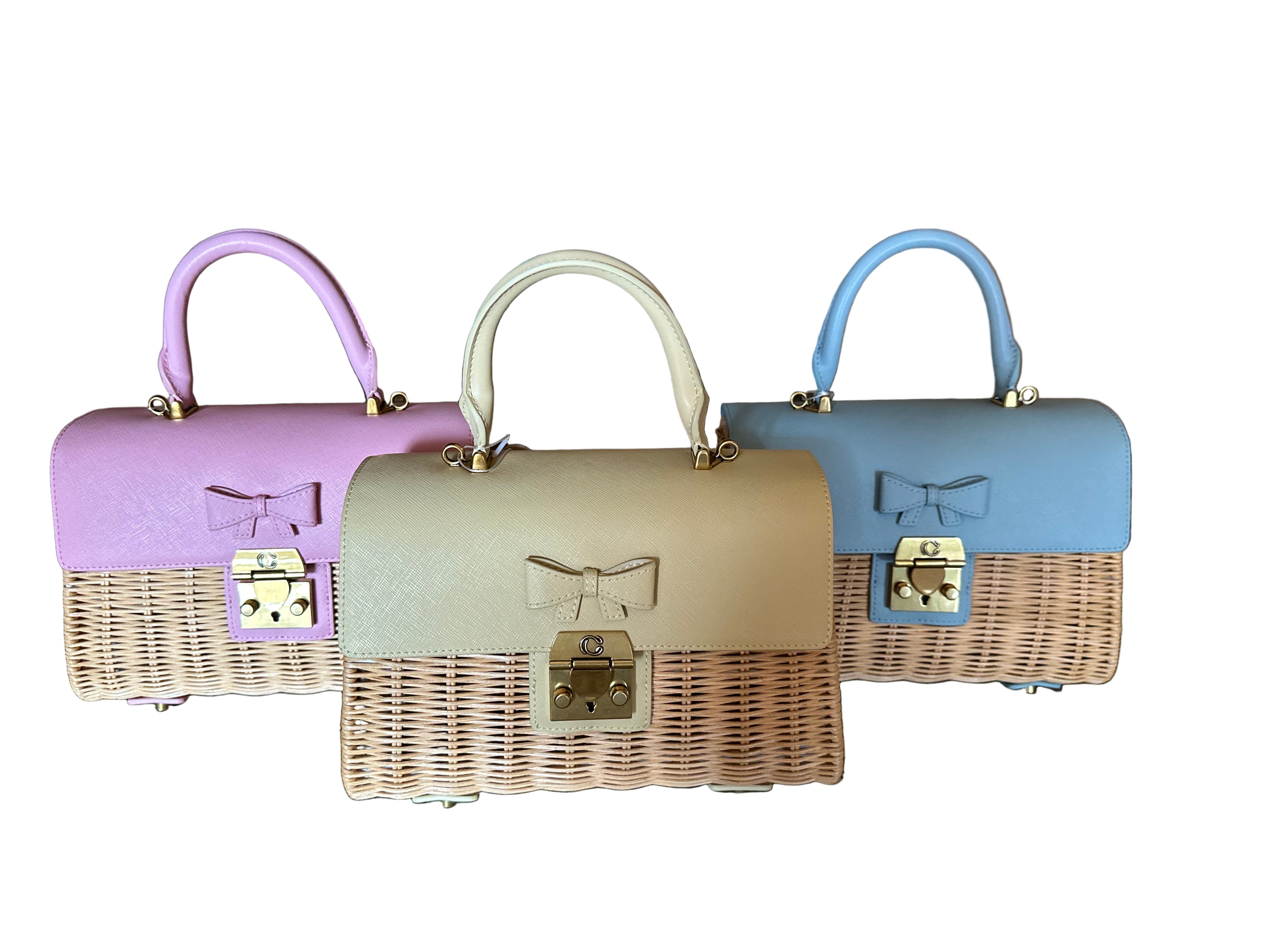 Champagne Chic Wicker Top-Handle Bag