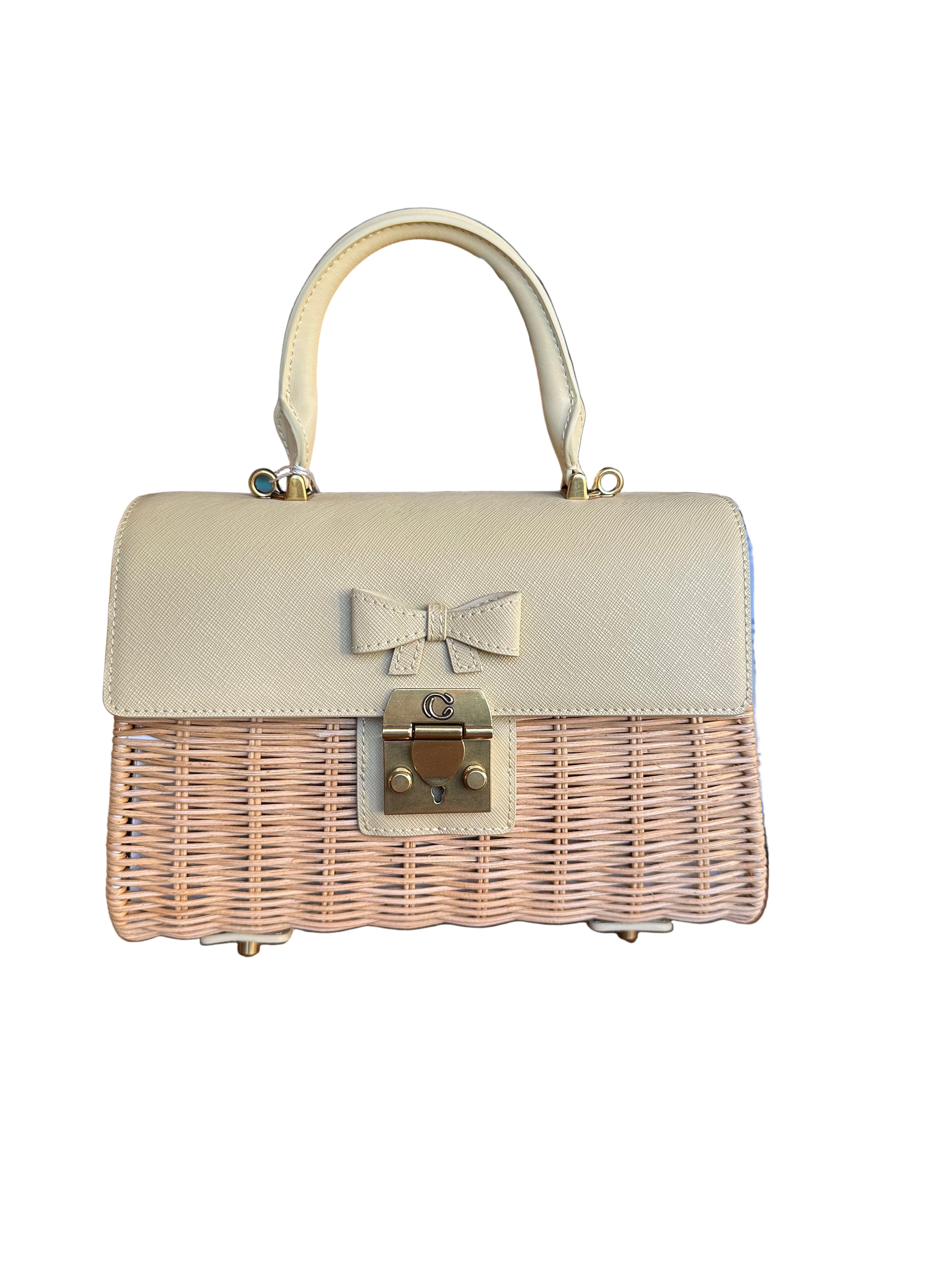 Champagne Chic Wicker Top-Handle Bag
