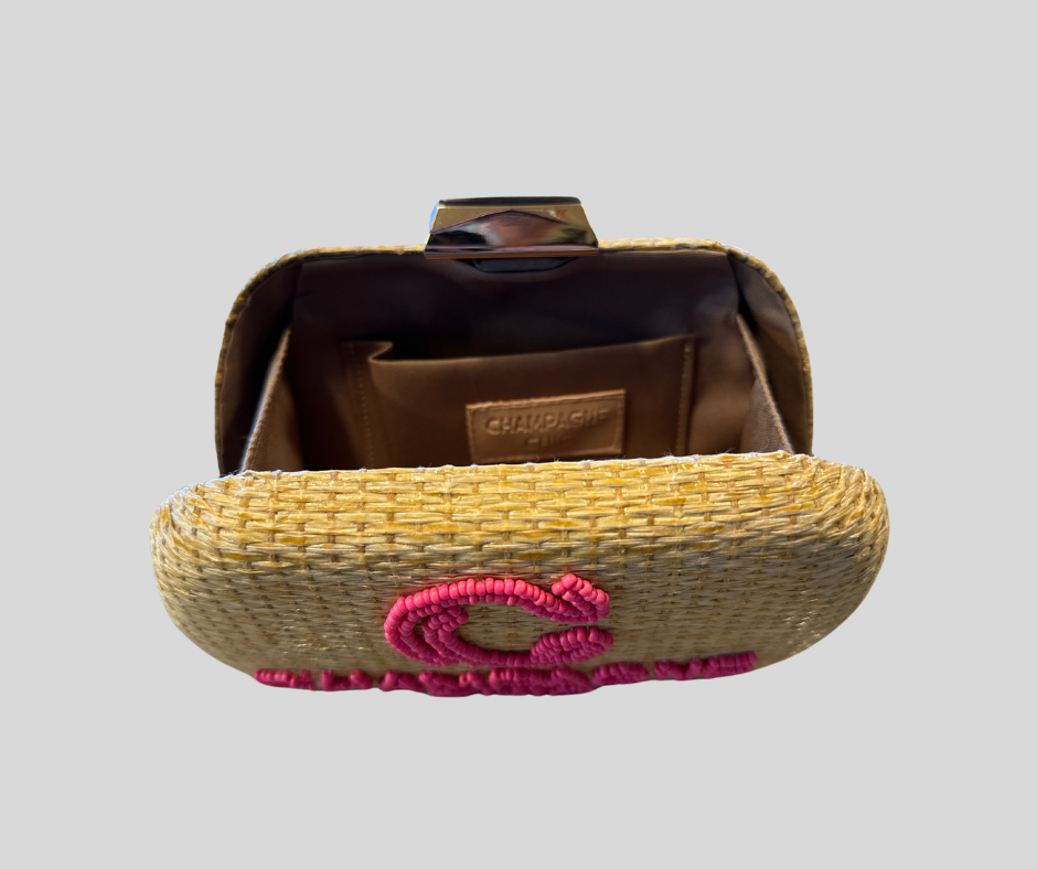Handmade Champagne Chic Straw Beaded Bag - expected to ship 5-15-25
